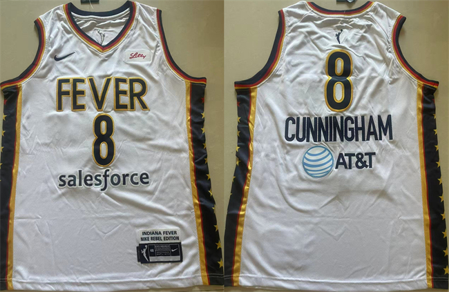 Men's Indiana Fever #8 Sophie Cunningham White Stitched Basketball Jersey